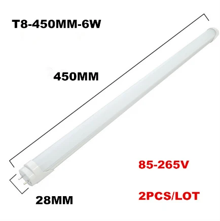 2 шт./лот светодиодный ламповый светильник T8 1ft 0,3 м 300 мм 345 мм 4 Вт 1.5ft 0,45 м 450 мм 6 Вт AC85V-265V светодиодный светильник 2835SMD светильник s& светильник Инж