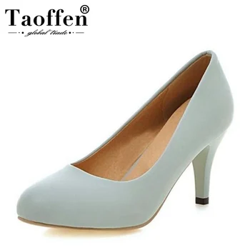 

Taoffen 6 Color Women High Heel Shoes Fashion Round Toe Slip On Pumps Simple New Spring Thin Heel Shoes Women Size 34-39