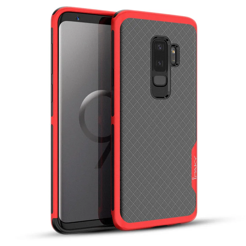 IPAKY для samsung Galaxy S9 Чехол класса люкс из силикона+ поликарбоната Пластик 2 в 1 чехол для Galaxy S9 Защитный чехол противоударный - Цвет: Red