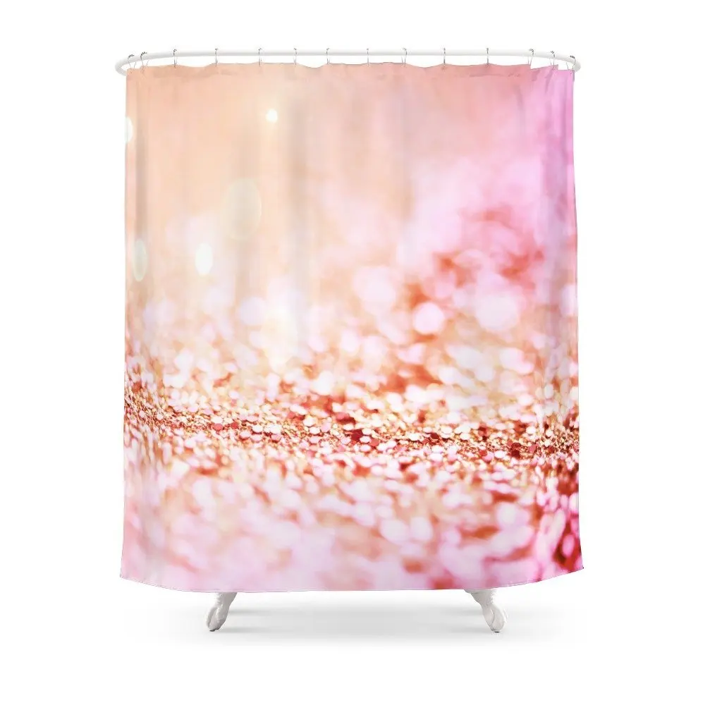 Pink Shiny Glitter Sparkle Girly Valentine Backdrop On Shower Curtain