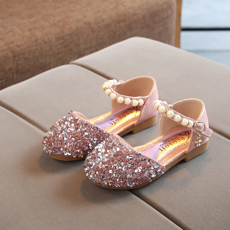 

Princess Kids Leather Shoes For Girls Flower Casual Glitter Children Low Heel Girls Party Shoes Sequins Bow Butterfly Knot Shoes