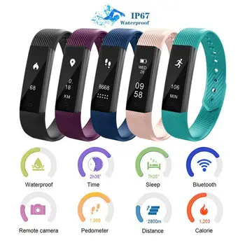 

ID115 Smart Bracelet Watch Fitness Tracker Step Counter Activity Monitor Band Alarm Clock Vibration Wristband For IOS Android