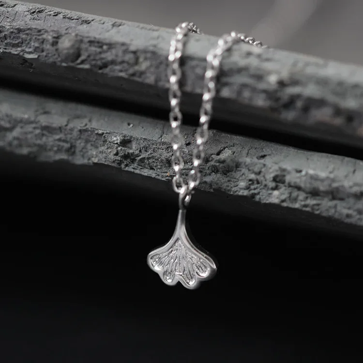 Ginkgo leaf necklace women gift 100% 925 Sterling silver nacklace Jewellery Clavicle chain pendant charms