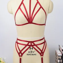 Костюм на Хэллоуин, красное сексуальное нижнее белье для бондажа, упругие ремни для тела, бюстгальтер для свадьбы, подвязка для ног, подвязка в готическом стиле