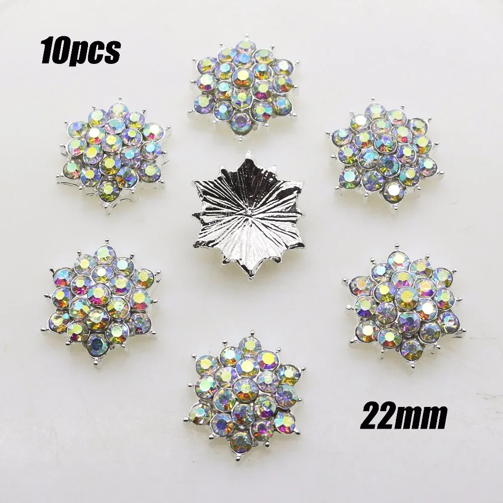 

New 10pcs/Set 22mm AB Rhinestone Metal Button Flat Back Embellishment Craft rhinestone DIY wedding buckle