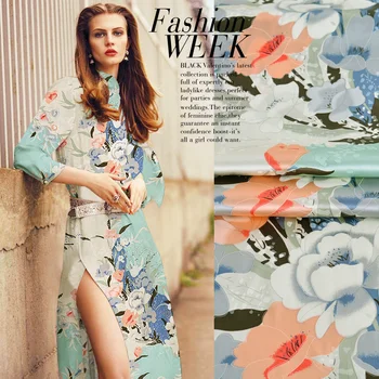 

Jin Hongfu and silk fabrics silk cheongsam dress bedding fabric Satin Pajamas are printed as snow