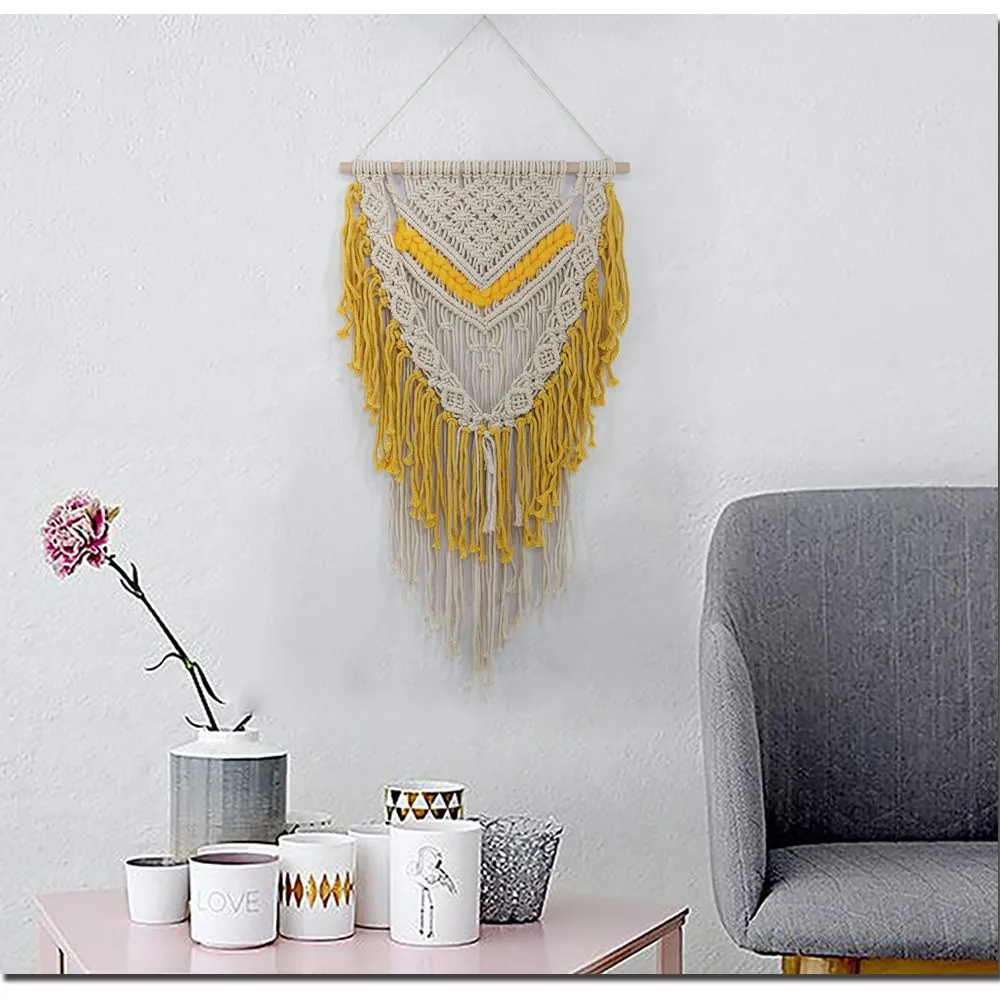 New Knitting Bohemia Hanging Wall Tapestry Handmade Cotton Tassel Tapestries Living Room Wedding Ceremony Backdrop Wall Art