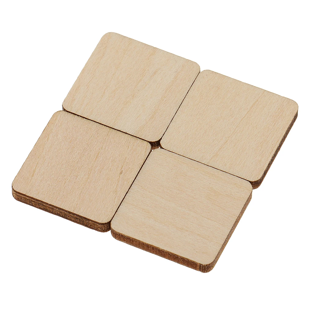 30 Piece Square MDF Unfinished Wood Pieces Blank Plaques for DIY Craft Pyrography 20x20mm Excellent For All Type Of Craft