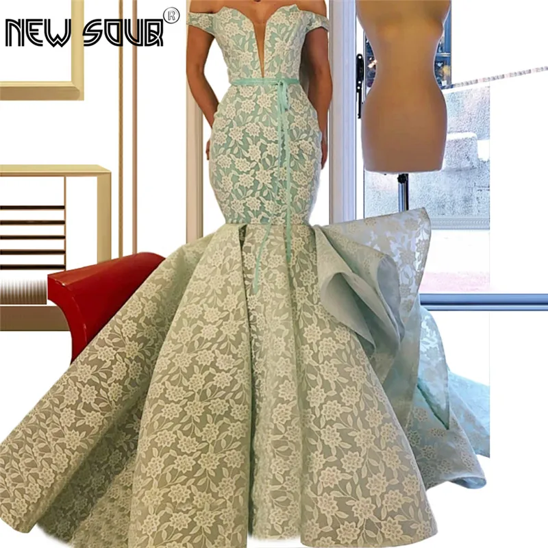 

Off the Shoulder Evening Dresses Luxury Vestidos Prom Dress Muslim Arabic Dubai Kaftans Party Gowns Formal Pageant Gowns 2019