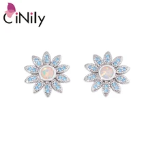 CiNily Daisy Fire запонка с опалом серьги Солнечный цветок Посеребренный Серьги Heronsbill завод голубой фианит камень подарок для девушек женщин