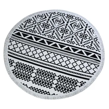 

Black & White Tapestry Wall Hanging Beach Towel Cloth Carpet Striped Pattern Round Blanket Man Towel For Summer Beach