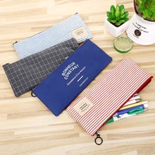 Simple Stripe pencil case Cute Canvas pen bag stationery pouch escolar office school supplies zakka cute sumikko gurashi pencil bag for school big capacity pencil case stationery pouch estuche school office supply zakka