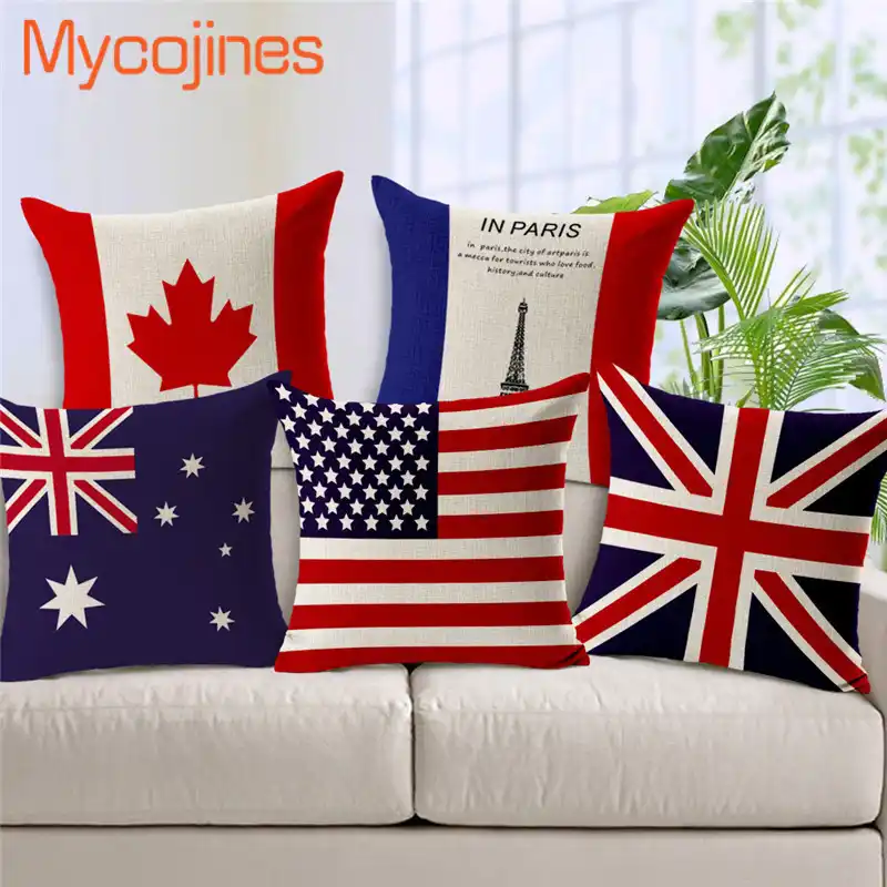 Europ Countries 15styles National Flag Throw Pillow Case Usa Uk Spain France Russia Decorative Cushioncover Linen Cotton Pillows Throw Pillow Cases Pillows Case Pillowdecorative Country Pillows Aliexpress