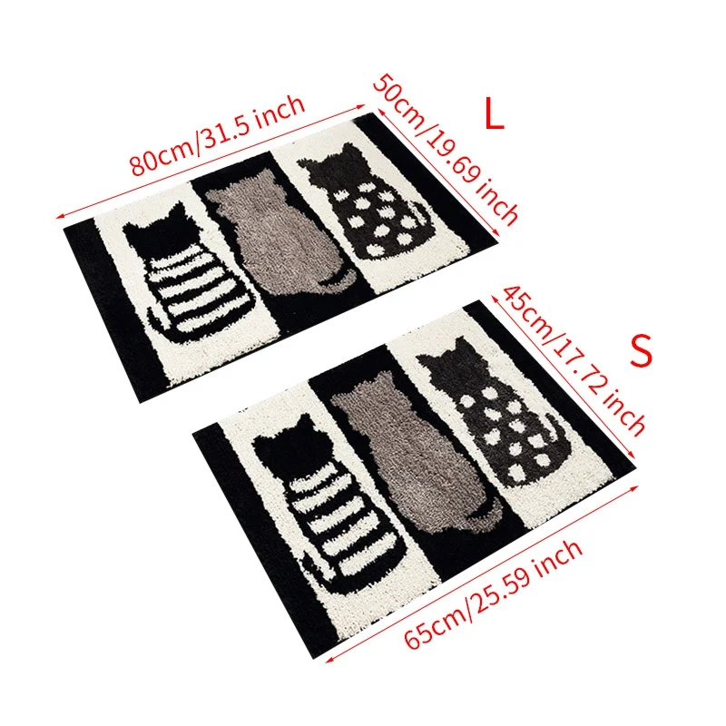 House Doormat Living Room Anti Slip Rug Three Cats Cute