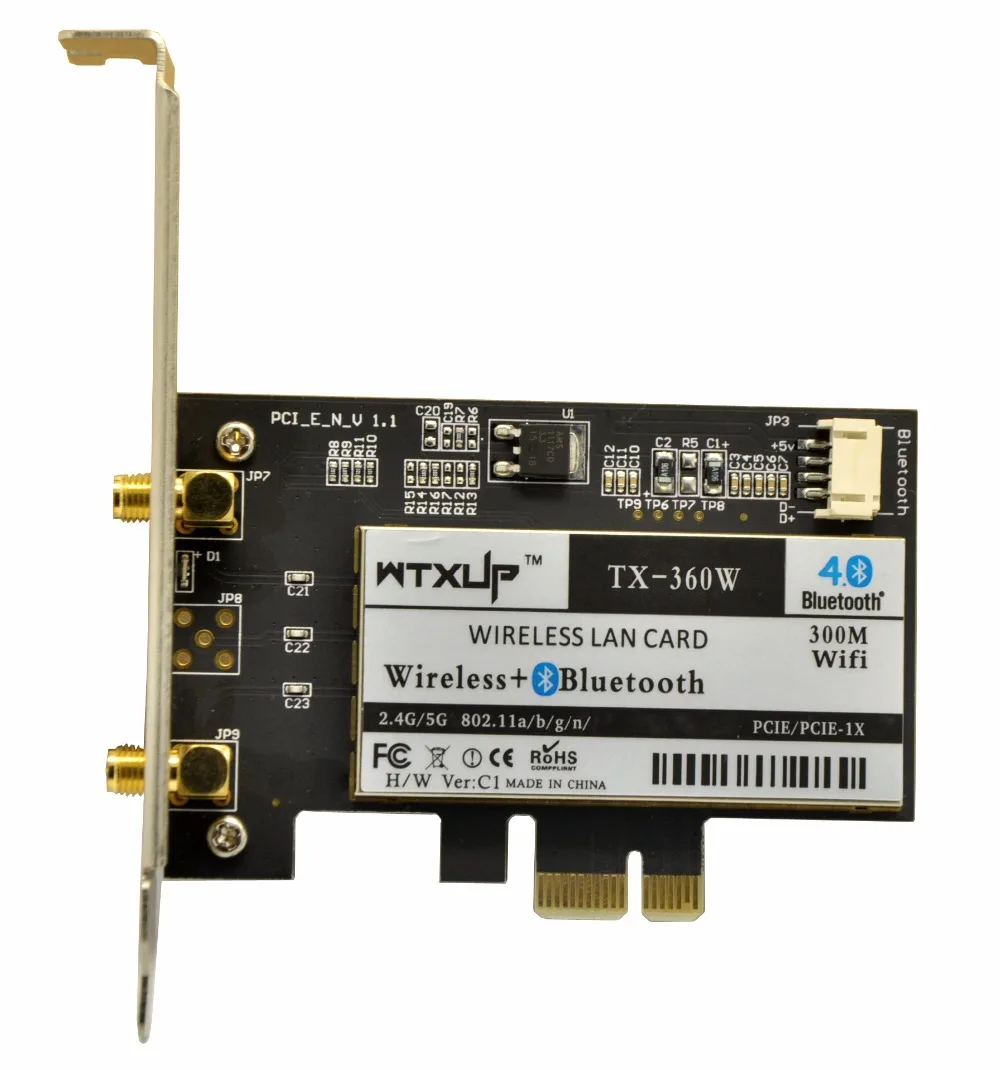 Atheros AR5B22 двухдиапазонный 300 Мбит/с PCI-E PCI Express беспроводной WiFi адаптер с Bluetooth 4,0+ 2x5dBi антенна для WIndows 7/8/8,1