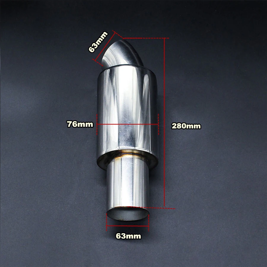 Универсальный резонатор из нержавеющей стали для глушителя автомобиля, изогнутый Полированный наконечник выхлопной трубы 2," на входе до 2,5" на выходе