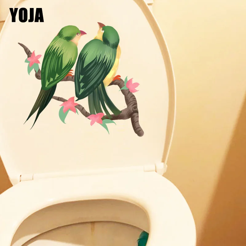 

YOJA 23.2X21.1CM Lover Birds In Trees Toilet Home Decor Wall Sticker Decal Funny Animal T3-1168