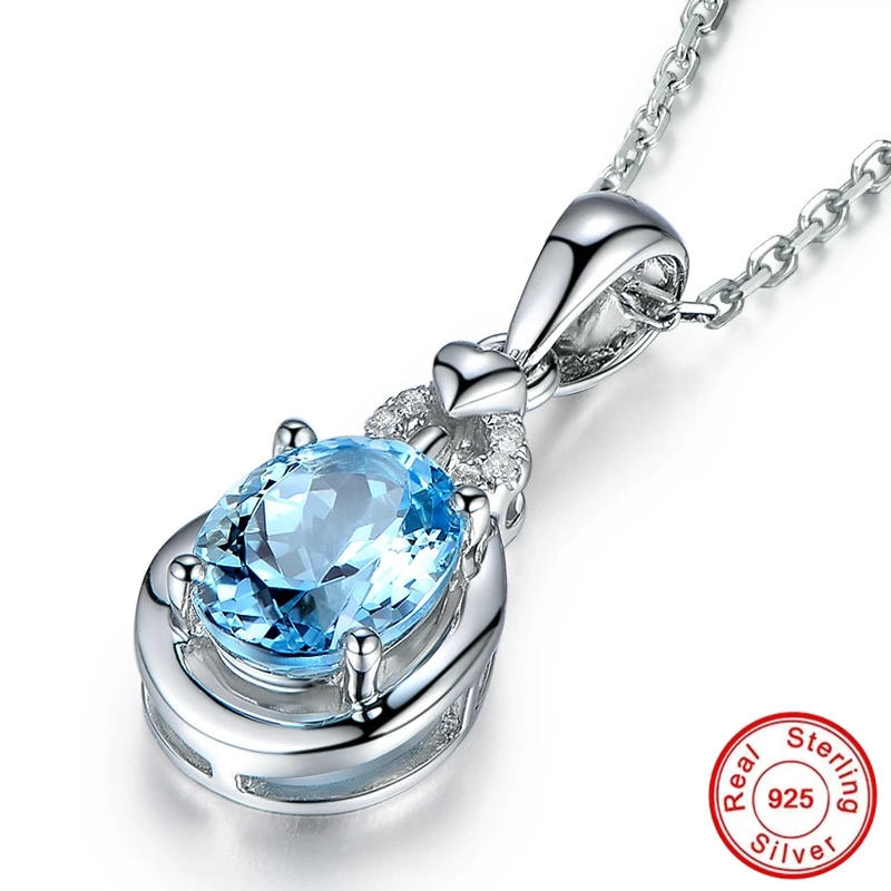 

NOT FAKE S925 Fine Jewelry necklace Topaz Necklace Women Handmade Custom Jewelry Retro Exquisite Semi Gemstone 18inch