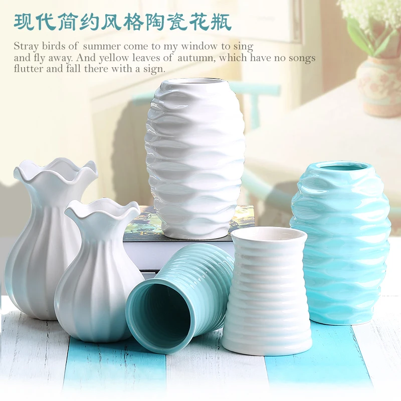  Free Shipping Simple Craft Ceramic Vase Home Decorative Sitting-room Bedroom Office Flower Decorati - 32877450619
