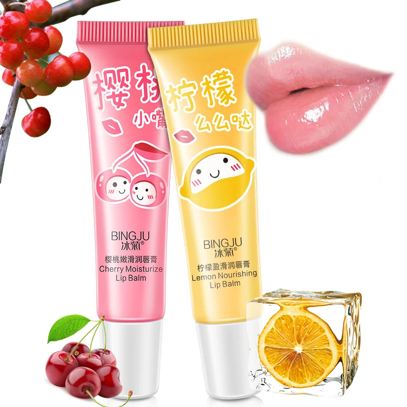 

Lip Balm Care Gel Natural Lemon Nourishing Cherry Moisturize Repair Lip Wrinkles Sweet Taste Fruit Lips Cream Makeup Lipstick