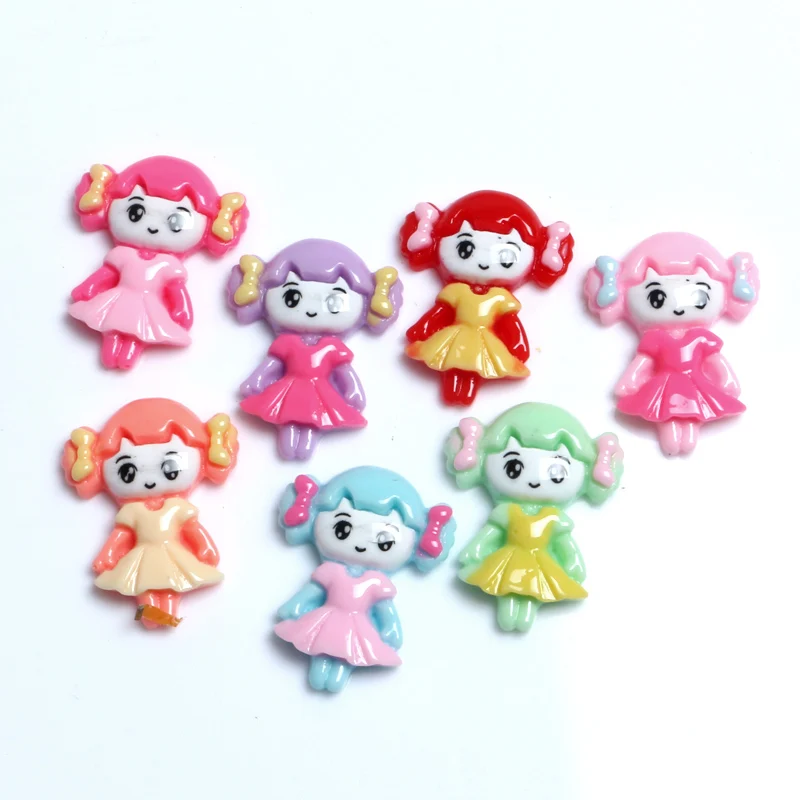 

50Pcs Mixed Resin Girl Decoration Crafts Kawaii Beads Flatback Cabochon Embellishments For Scrapbooking DIY Accessories