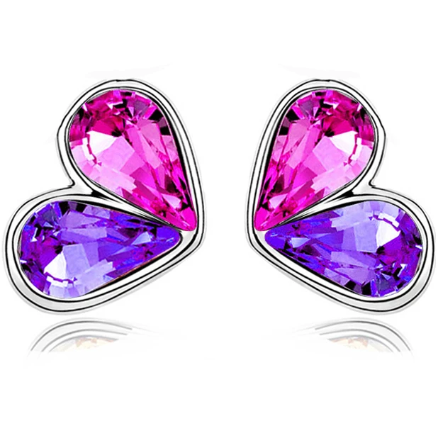 Женские серьги гвоздики с австрийским кристаллом|earings women jewelry|heart stud earringsbrand earrings |