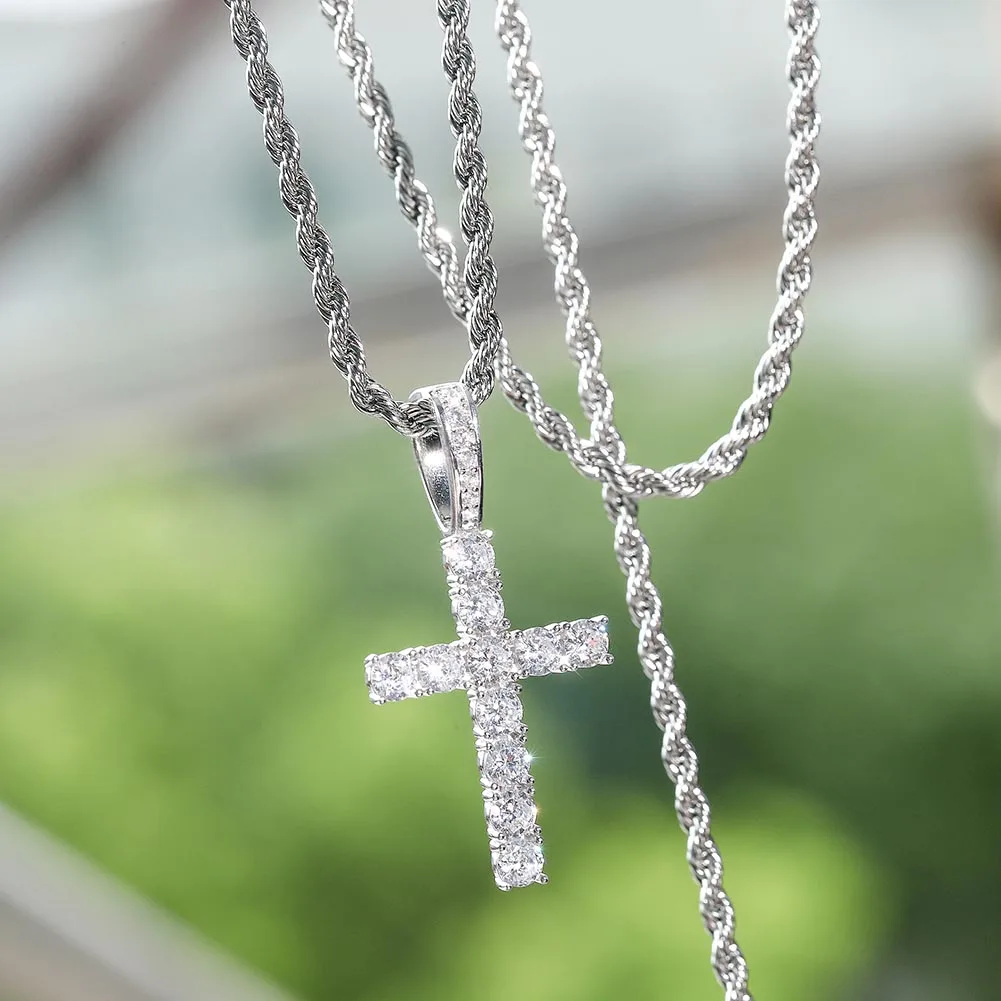 JINAO 925 стерлингового серебра Пико Харви крест кулон ожерелье микро проложить AAA+ кубический цирконий камни для подарка хип хоп ювелирные изделия - Окраска металла: Silver