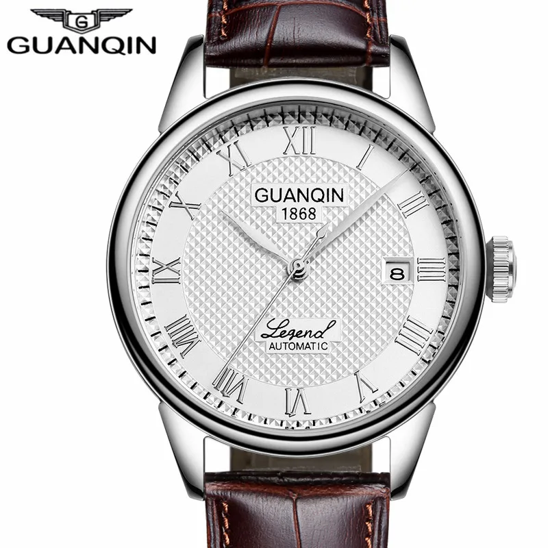 

Relogio Masculino GUANQIN Automatic Date business rose gold Mens Watch Top Brand Luxury tisso Mechanical T Leather Wristwatch