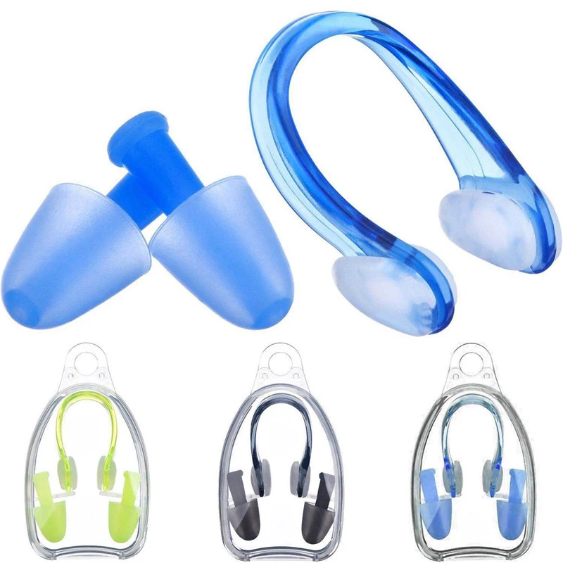 Clips para nadar silicona suave para la + 2 tapones para los oídos juego de auriculares accesorios para la utensilios de natación para deportes acuáticos|Piscinas accesorios| - AliExpress