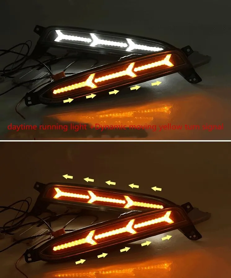 EOsuns led drl Дневной ходовой светильник для honda XRV- с динамическим движущимся желтым поворотом и синим ночным ходовым светильник