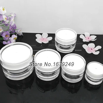 

10g/10ml White colour Cream Jar,Acrylic Cosmetic Container, Makeup Sub-bottling,Sample Cream Canister100pcs/lot