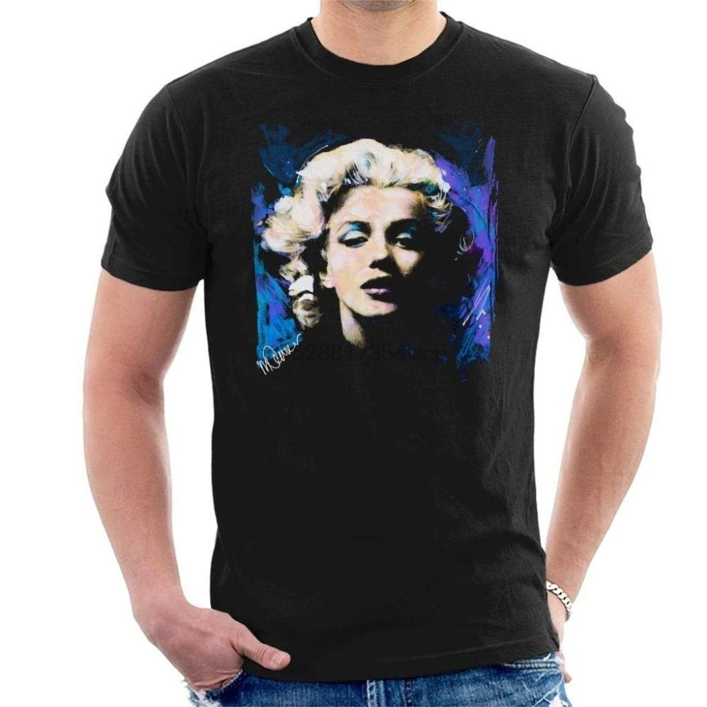 

Summer 2019 Short Sleeve Plus Size Original Portrait of Marilyn Monroe Short Curls Men T-Shirt funny shirts