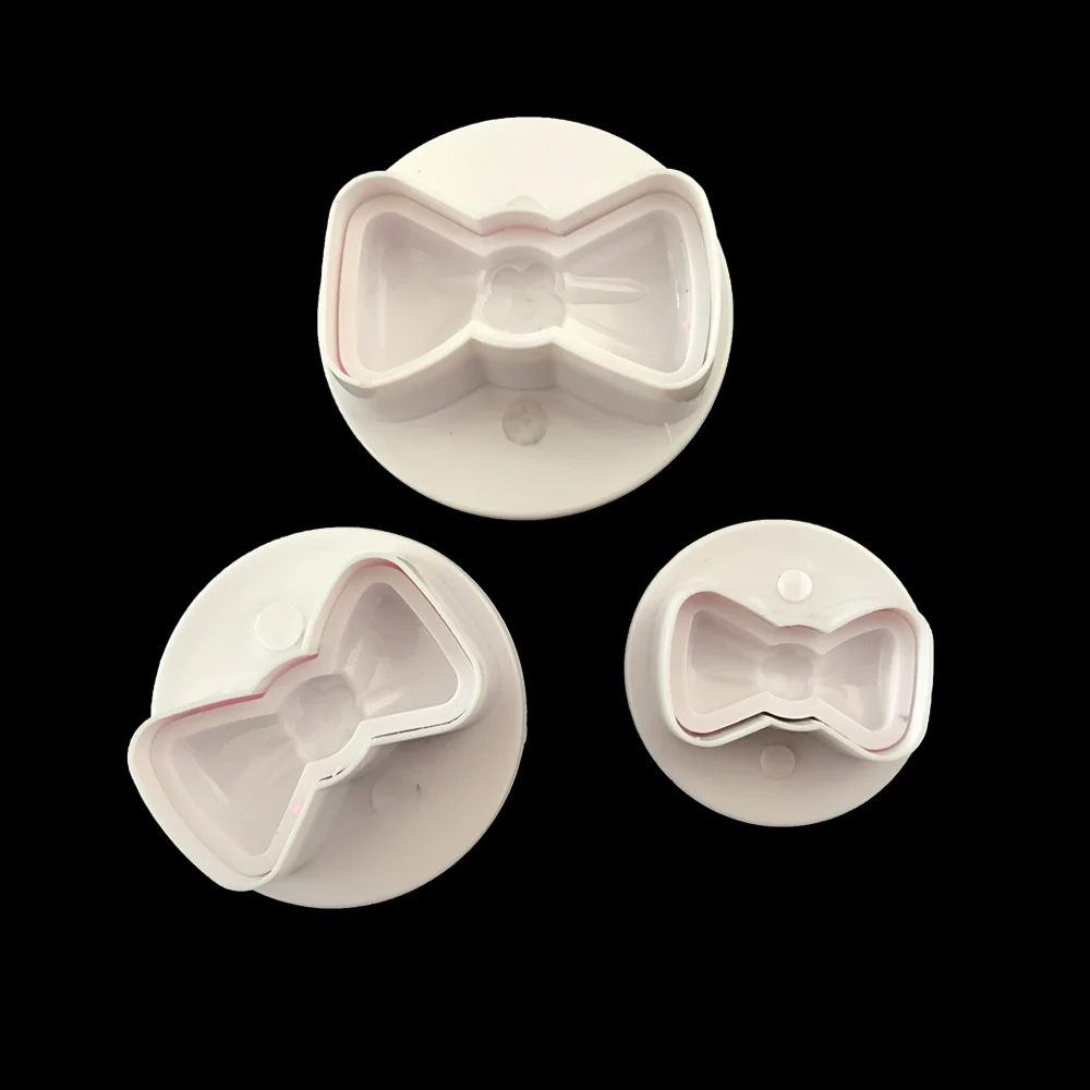3pcs/set Bow Knot Bakeware Flower Plunger Cookie Cutter Molds DIY
