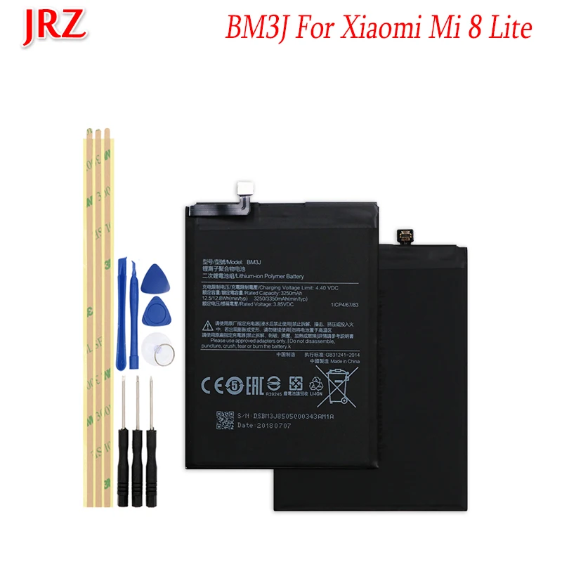 

JRZ 3250/3350mAh BM3J For Xiaomi Mi 8 Lite Backup Battery High Quality phone Replacement Batteries Bateria with Tools Set