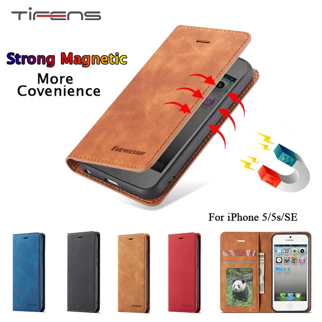 US $3.48 Luxury Leather Case For iPhone 5 5s SE Magnetic Wallet Flip Card Holder Stand Book Bag 360 Protecti