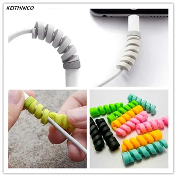 

4Pcs Silicone Spiral Cable protector for iphone Usb Charger Cable Winder Protection Anti-break Protective for Samsung Android