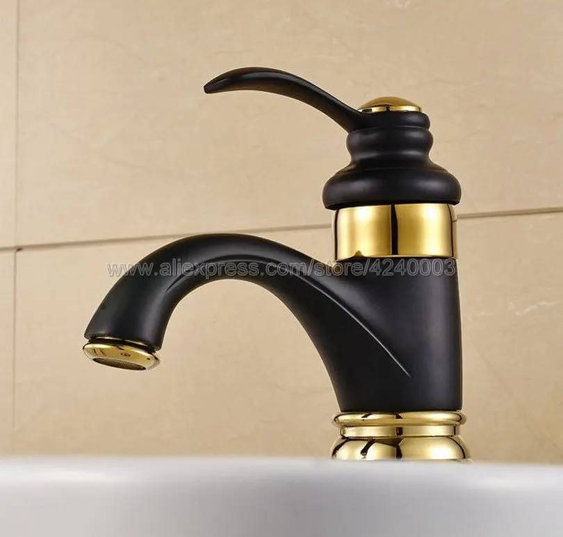 أسود رأ مضلع البرونز و الذهب براس حوض الحنفية سطح جبل صنبور الحمام الغرور المصارف خلاط Knf051