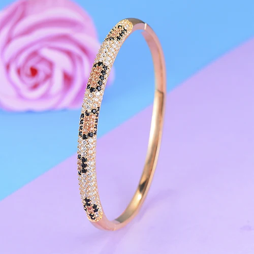 Rose Gold Missvikki европейский стиль Браслеты змеиная кожа Сделано высшего качества медь полный кубический цирконий для женщин Танцевальная вечеринка ювелирные изделия - Окраска металла: Rose Gold