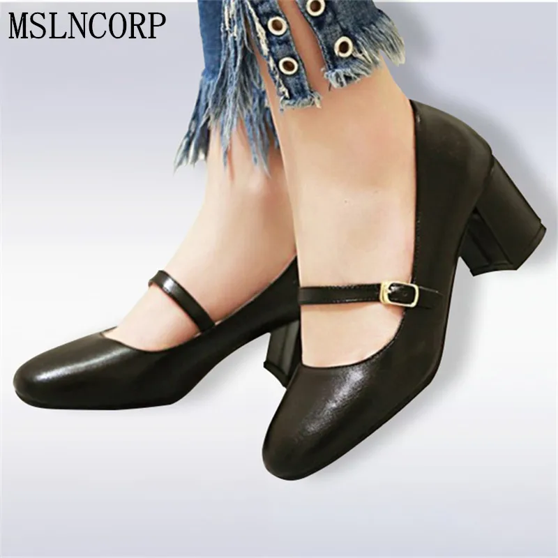 

Plus Size 34-45 New Women Mary Jane Ladies Shoes Buckle School Fashion Casual Woman Pumps Shoes Footwear Black Party Dress Pumps