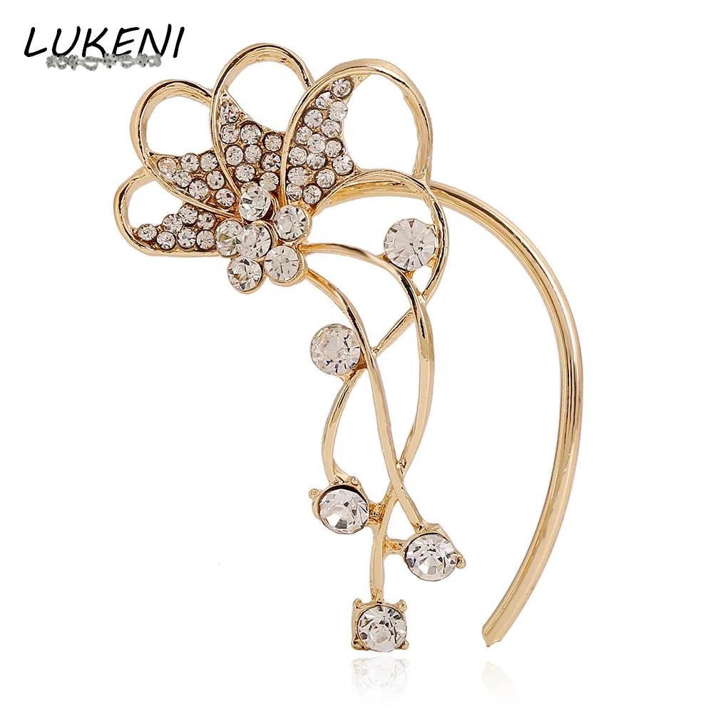 

LUKENI Free Shipping Fashion Jewelry Rhinestone Earrings 2017 Punk Flower Ear Cuff Earring Jackets For Women EJ022