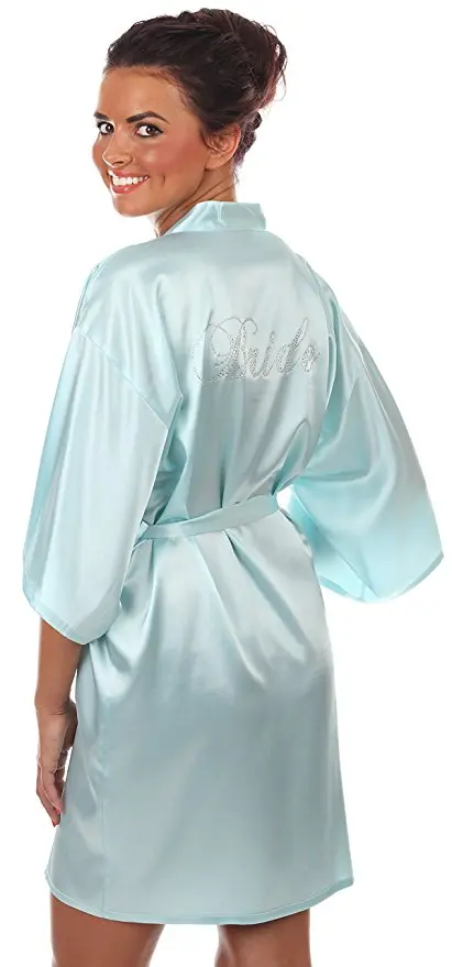 Атласные свадебные халаты из искусственного шелка для невесты, белые халаты для невесты/халаты-кимоно, рисунок «Невеста» на спине