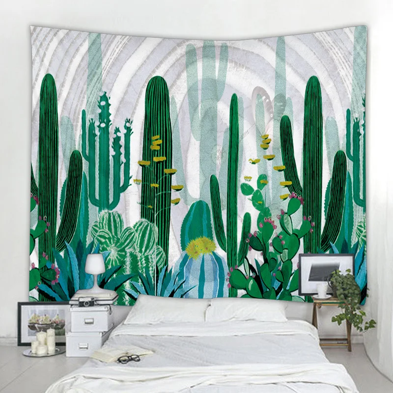 3 размера, гобелен с изображением мандалы, на стену, кактус, зеленый, суккуленты, 3D цветок, художественный ковер, одеяло, коврик для йоги, декоративный гобелен для дома
