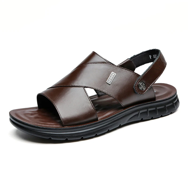 Leather Men's Sandals Summer Sandals Dual-use Men's Casual Cool Shoes First Layer Leather Men's Breathable Sandals And Slippers