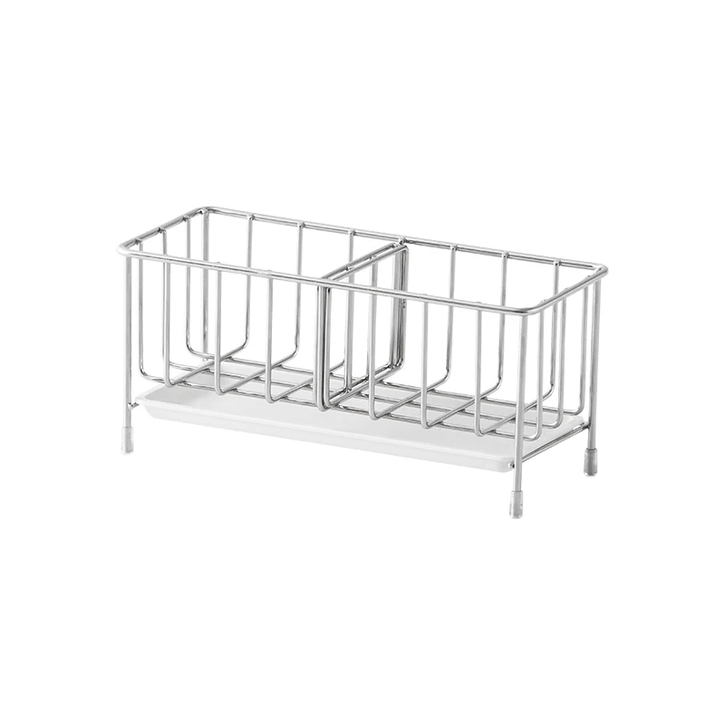 

Stainless steel sponge storage rack double drainer shelves steel ball dishcloth scouring pad holder bathroom kitchen organizer