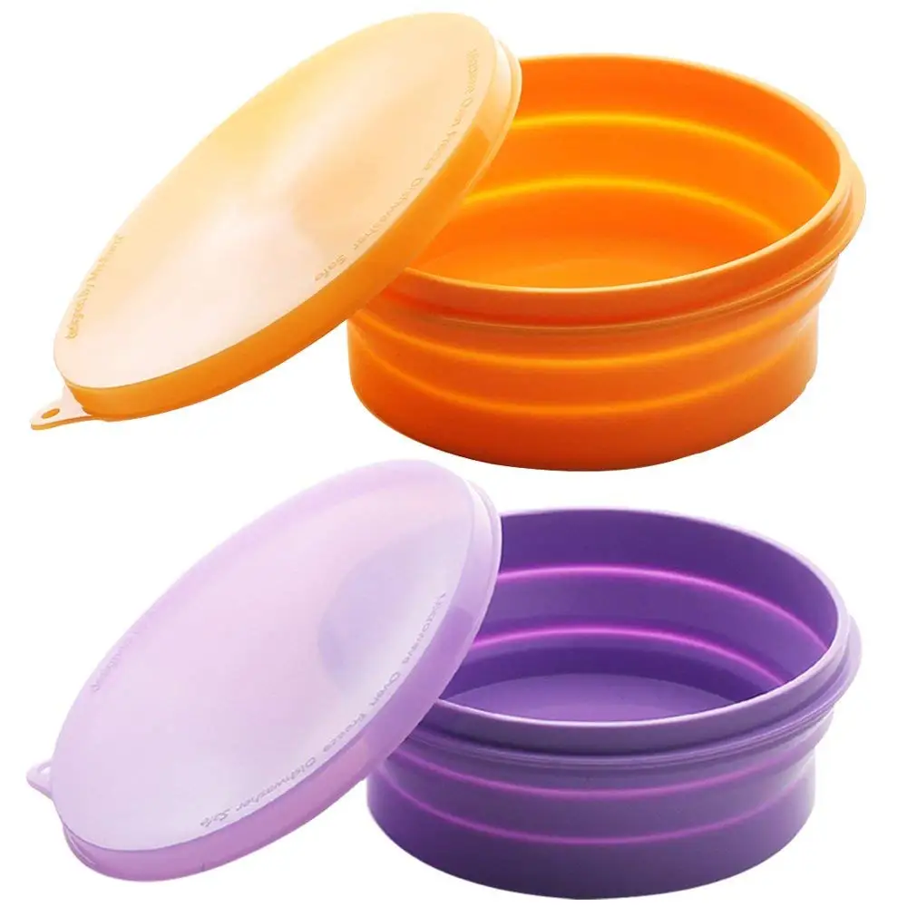 Silicone Bowl With Lid For Camping Hiking Picnic Portable Collapsible