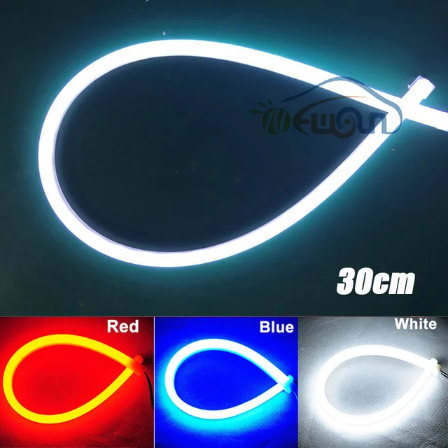 

Dual color 85cm Flexible LED DRL Strip light universal fit for all car or motorcycle headlights white&amber tuning function