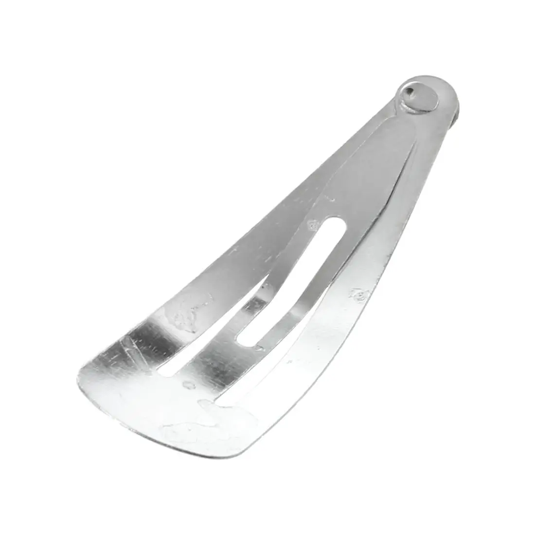 Lot of 50 Silver Tone Snap Hair Clips 40mm Craft Bow