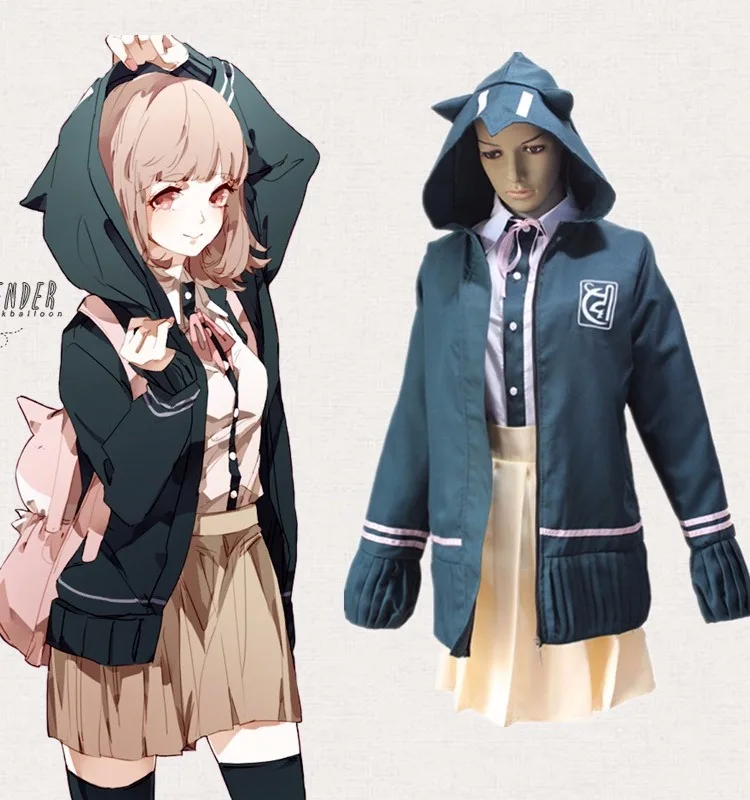 Danganronpa аниме косплей Nanami ChiaKi пальто+ рубашка+ юбка+ галстук мультфильм Cos Хэллоуин Косплей Костюм