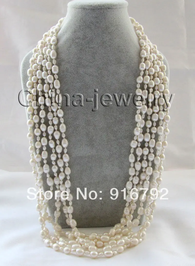 

free P&P >>>>>wholesale 3pieces 63" 4-5-8-10mm white freshwater pearl necklace