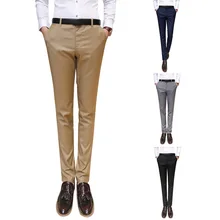 Мужские брюки для свадебной вечеринки, высокое качество, чистый цвет, приталенный деловой костюм, мужские брюки высокого качества для отдыха, тонкие брюки